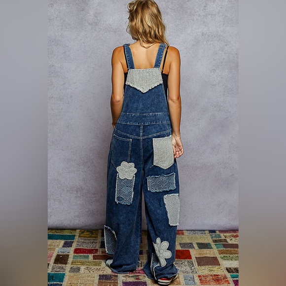 POL Blue Denim Patchwork Overalls - Picture 2 of 2